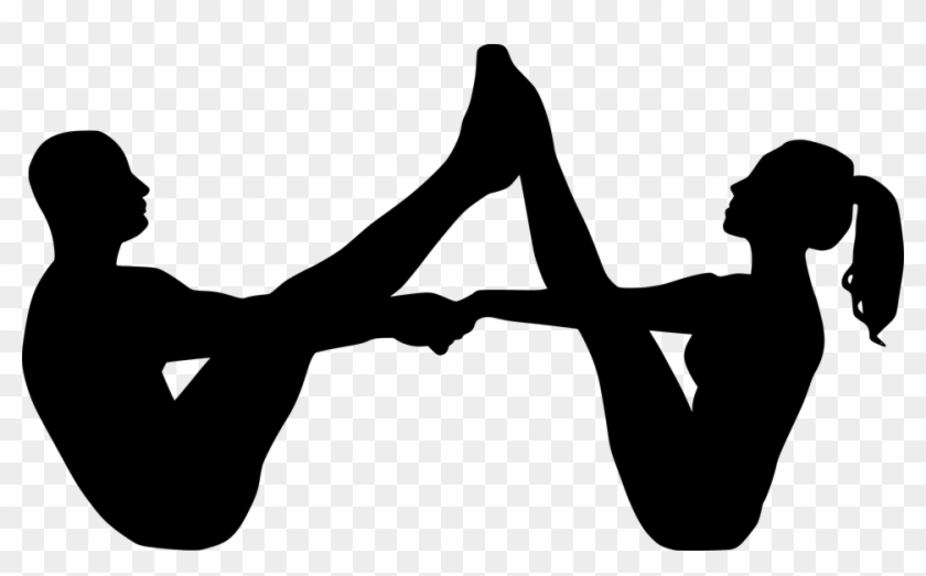 Yoga Couple Sport Fit Fitness Pose Silhouette - Yoga Couple Silhouette Clipart #4704386