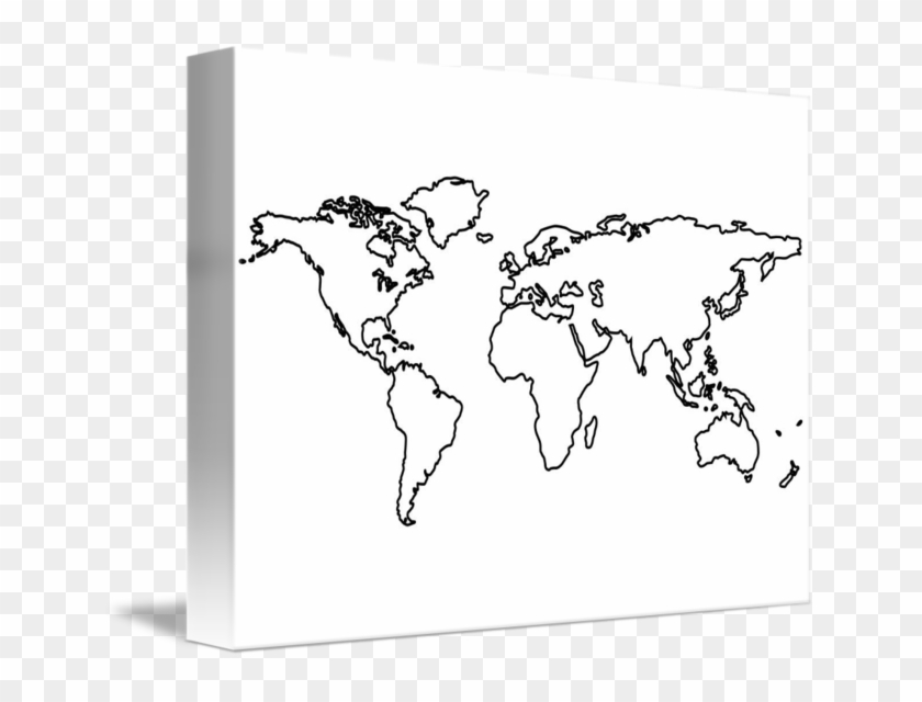 Black World Map Outlines Isolated On White By Laschon - Basic World Map Tattoo Clipart #4704462