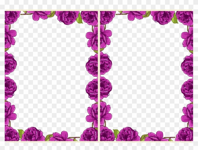Violet Floral Border Transparent Background Png - Border Flower Frame Design Clipart