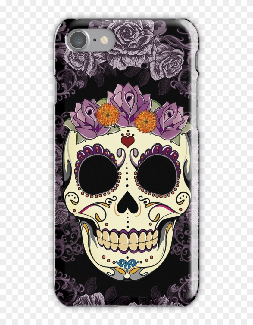 Vintage Skull And Roses Iphone 7 Snap Case - Vintage Sugar Skull Clipart