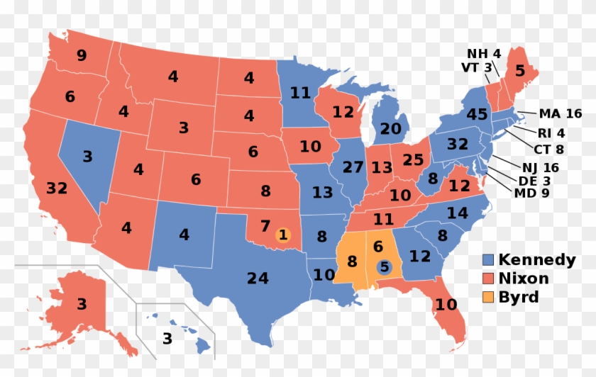 1960 United States Presidential Election - 2016 Electoral College Clipart