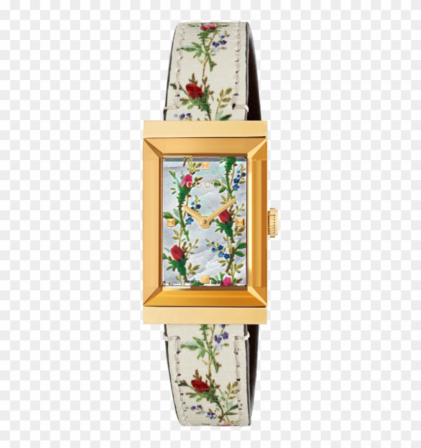 Gucci G-frame Mother Of Pearl Flower Dial Pvd Gold - Gucci G Frame Mother Of Pearl Floral Dial Ladies Leather Clipart