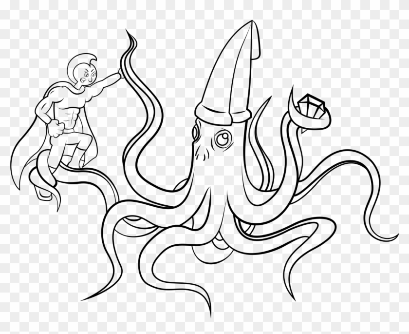 Squid Ink - Line Art Clipart #4708036