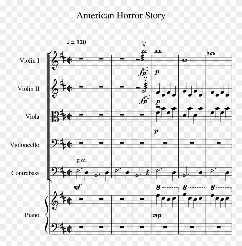 American Horror Story Sheet Music For Violin, Piano, - American Horror Story Violin Sheet Music Clipart #4716857
