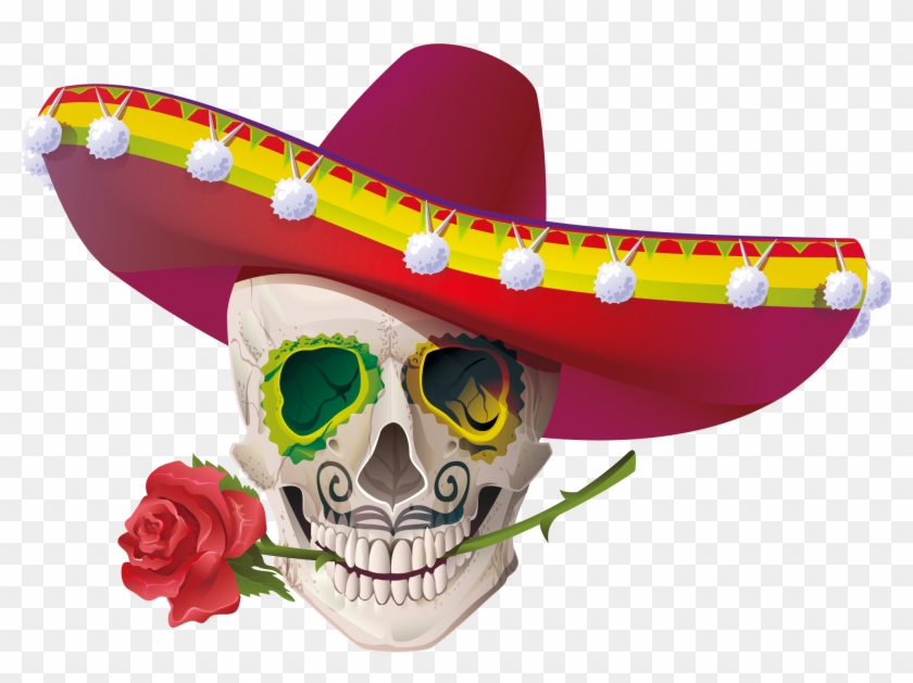Cuisine Mexican Skull Calavera Mayo De Cinco Clipart - Cinco De Mayo Sombrero Clipart - Png Download