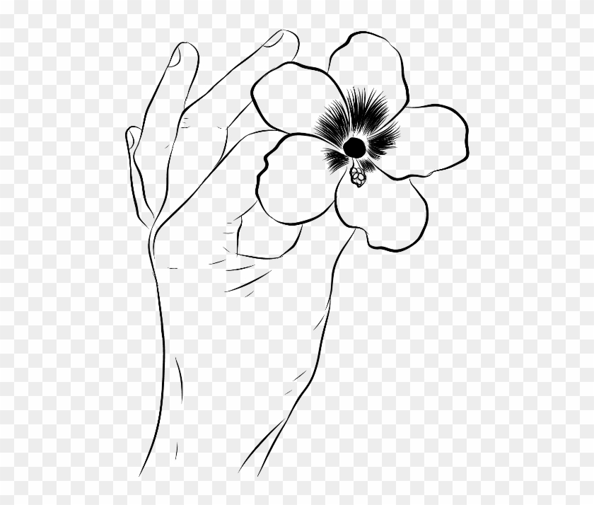 #flower #hand #outline - Line Art Clipart #4722954