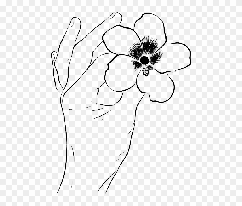 #flower #hand #outline - Line Art Clipart