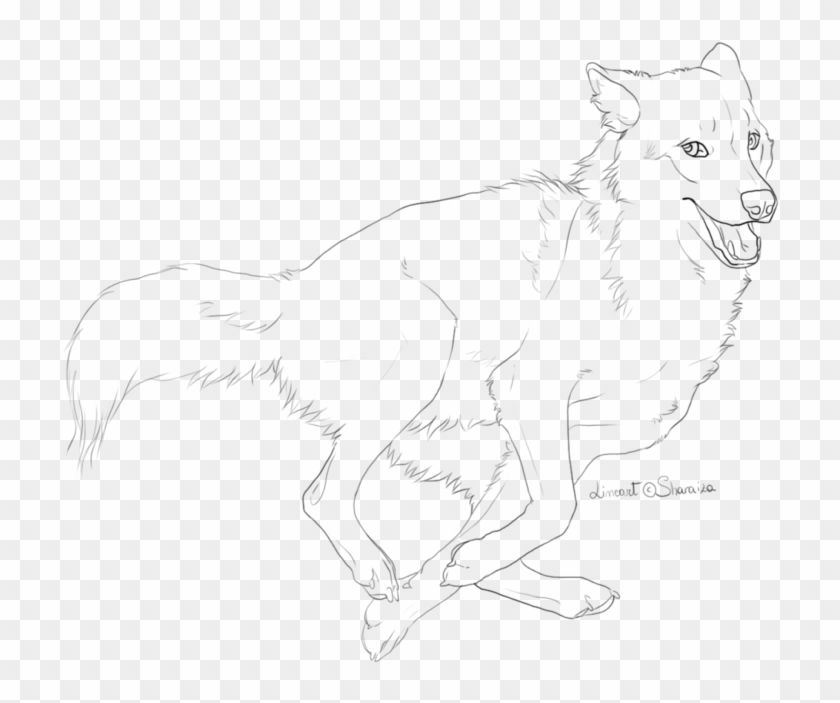 Outline Drawing Home Dragon - Wolf Drawing Running Png Clipart