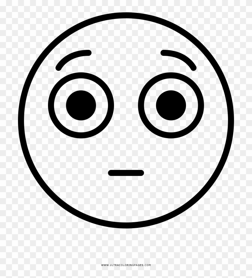 Flushed Face Coloring Page - Emoji Sonrojado Para Colorear Clipart