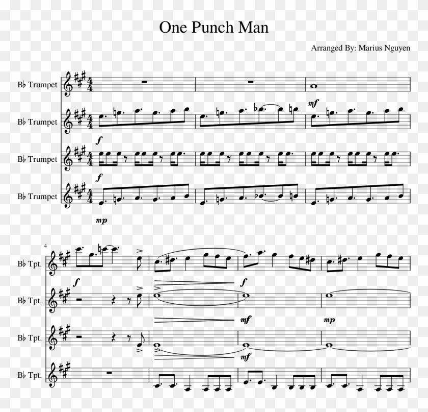 One Punch Man - Wet Hands Sheet Music Saxophone Clipart #4725894