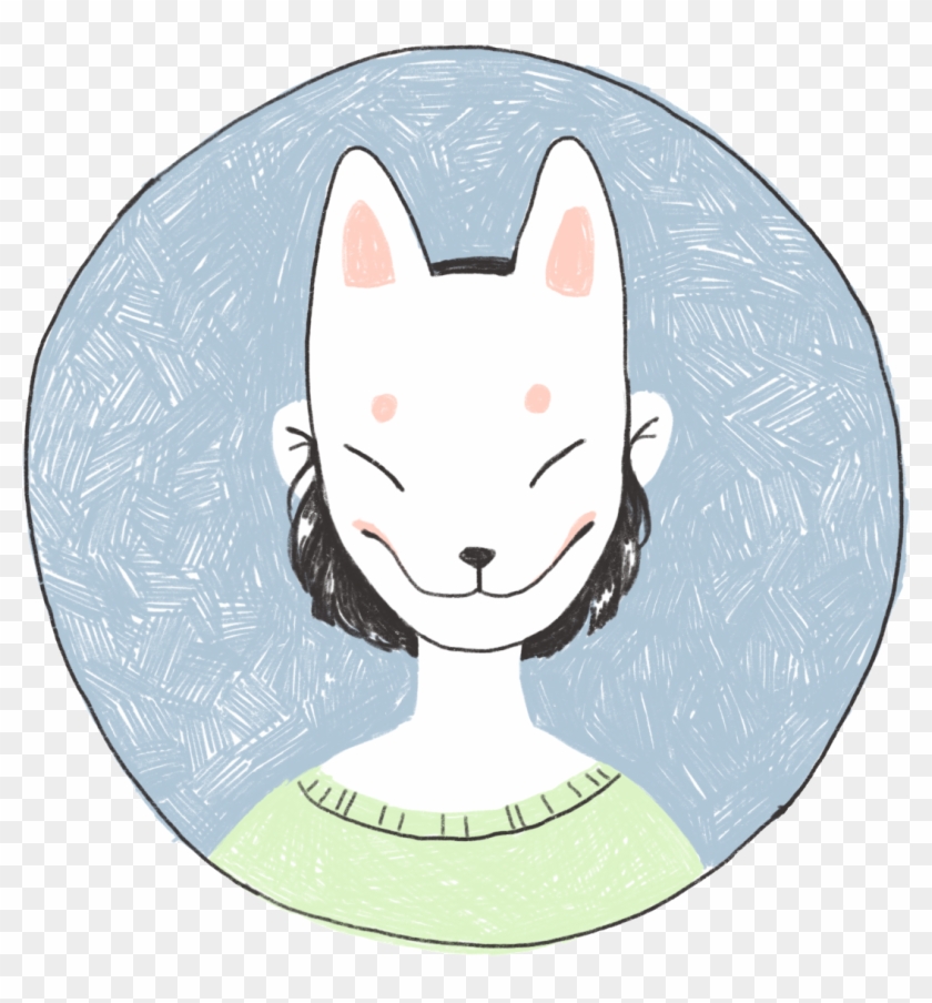 Girl With A Kitsune Mask Clipart #4725977