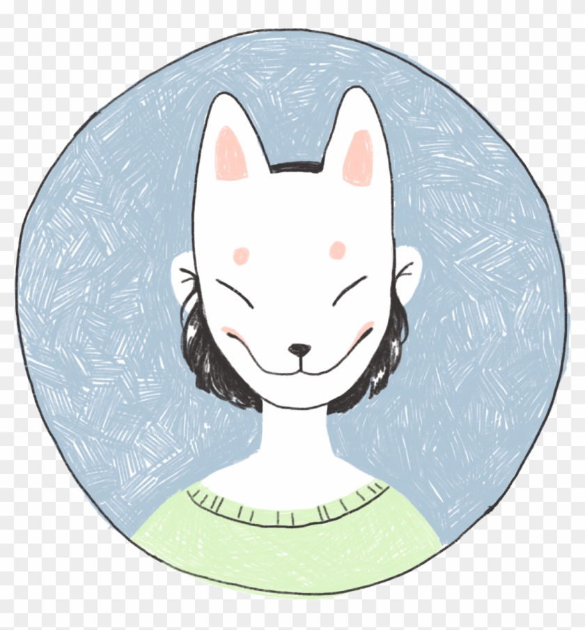 Girl With A Kitsune Mask Clipart