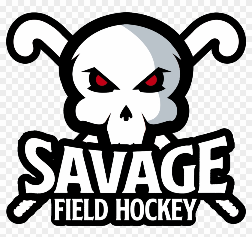 Savage Field Hockey Logo Outline With Shadow And Red - Illustration Clipart