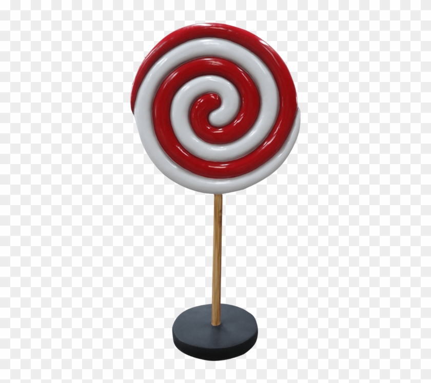 Lollipop Round Over Sized Twirl Red White Statue - Lollipop Clipart #4727496