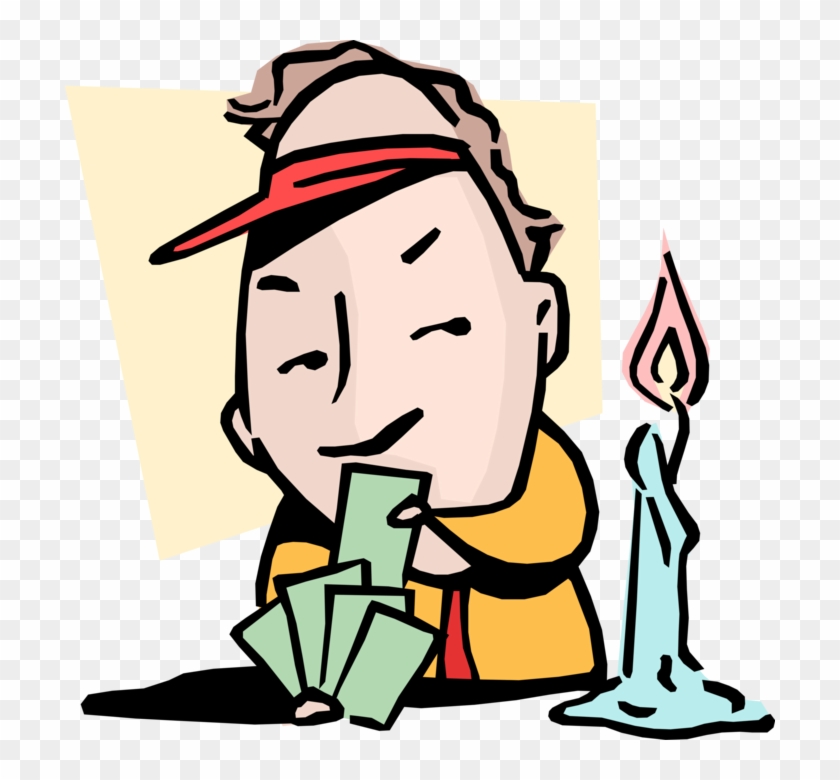 Vector Illustration Of Poker Face Hiding His Cards Clipart #4728798