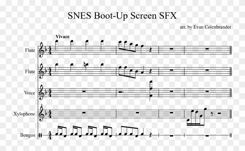 Snes Boot-up Screen Sfx Sheet Music Composed By Arr - Sheet Music Clipart