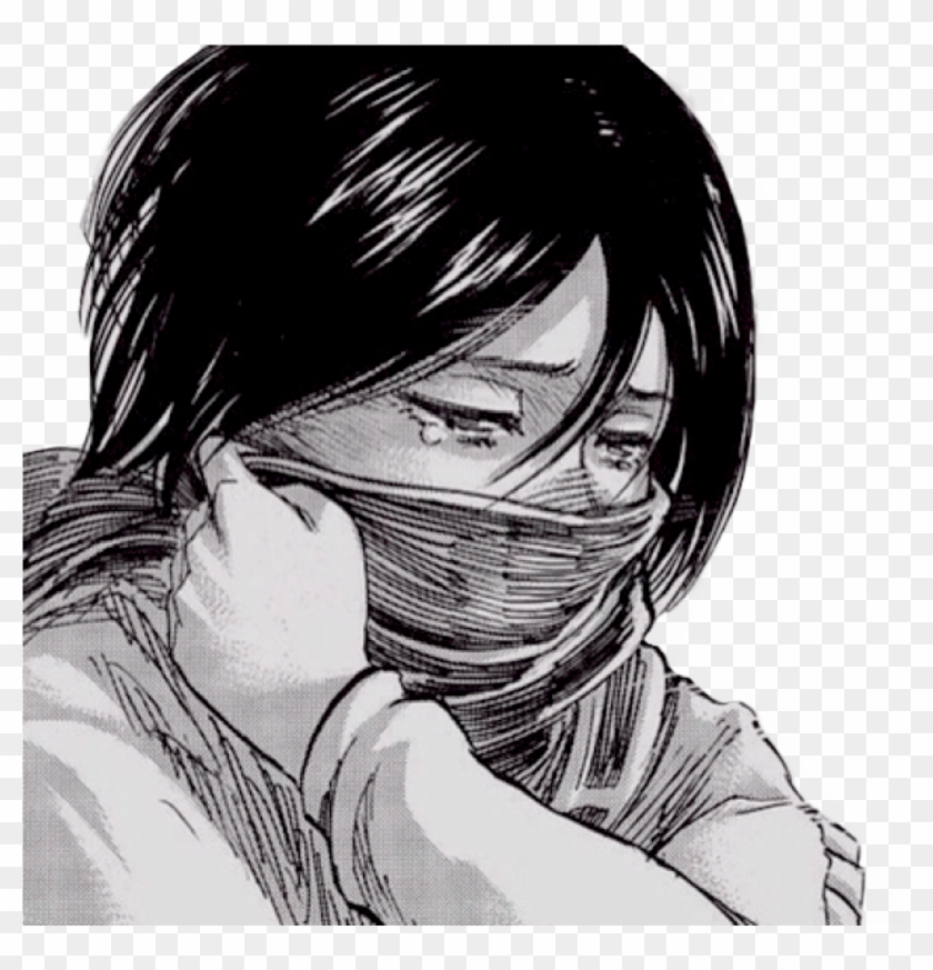 Sticker Risitas Snk Mikasa Ackerman Triste Pleure Eren - Mikasa Manga Clipart
