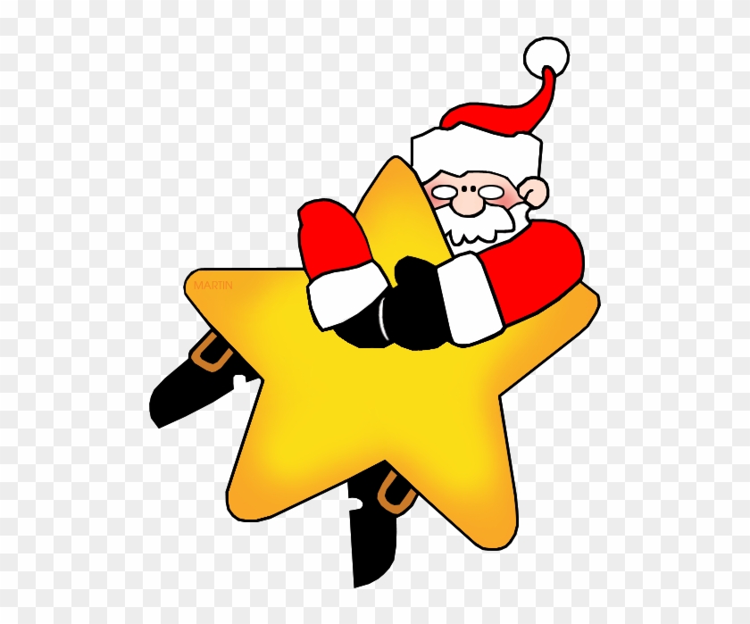 Santa On A Star - Christmas Star With Santa Hat Clipart