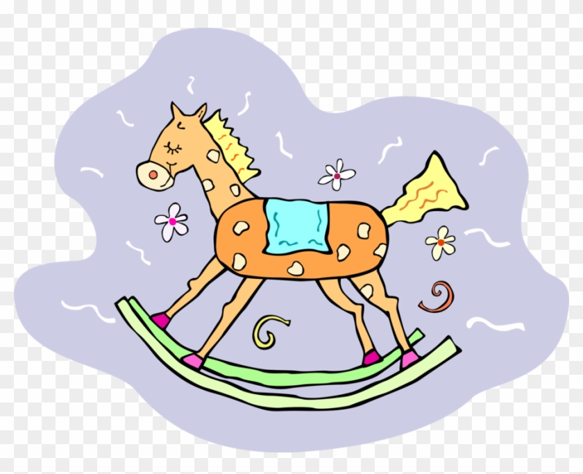 Vector Illustration Of Child's Rocking Horse Play Toy - Sorrel Clipart