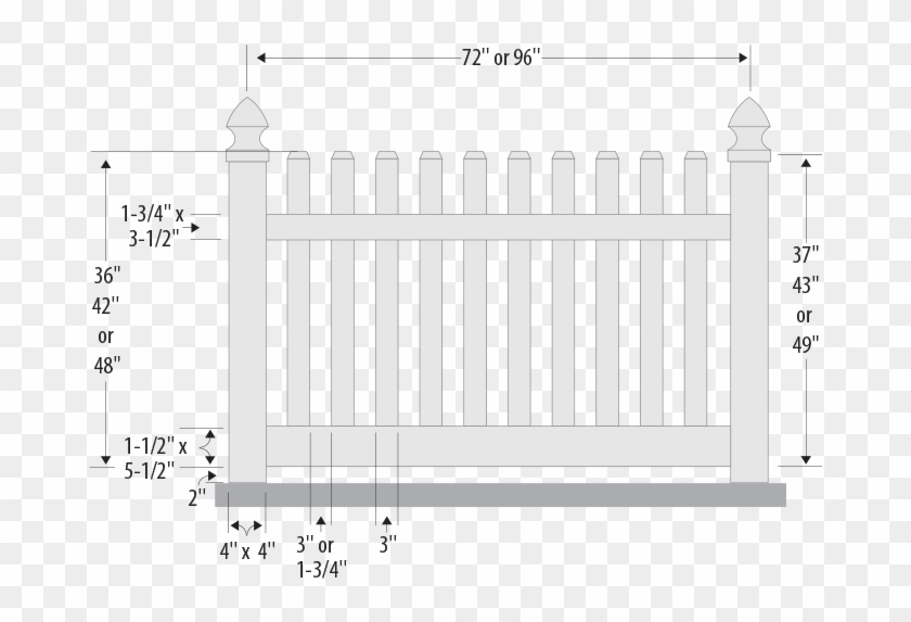Straight Top Wide Picket - Picket Fence Clipart