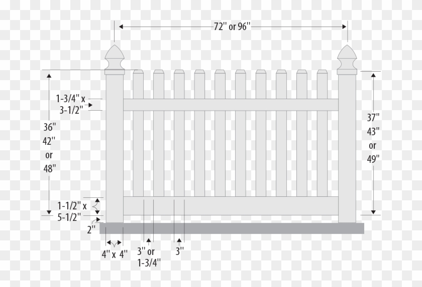 Straight Top Wide Picket - Picket Fence Clipart #4731105