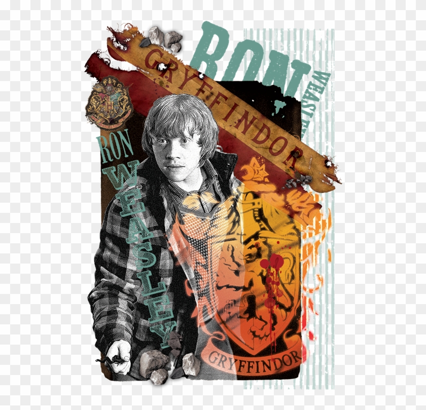 Ron Weasley™ Montage With Gryffindor Banner And Tattered - Ron Weasley Clipart #4733237