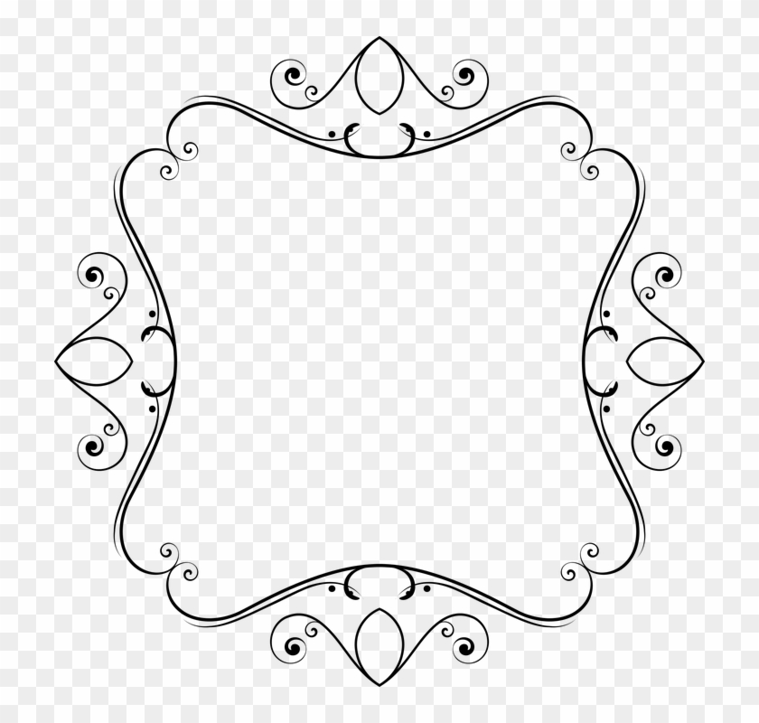 Flourish Decorative Ornamental Frame Line Art - Line Art Clipart