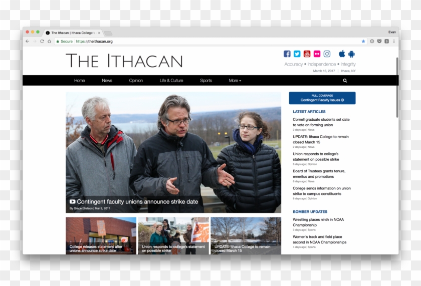 On Campus, I've Served As The Web Director For Ithaca - Website Clipart