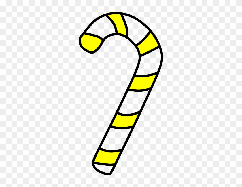 Candy Cane, Yellow, White, Png - Candy Cane Black And White Png Clipart