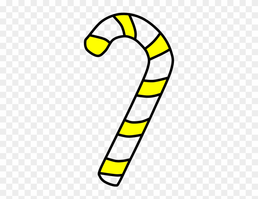 Candy Cane, Yellow, White, Png - Candy Cane Black And White Png Clipart #4736563