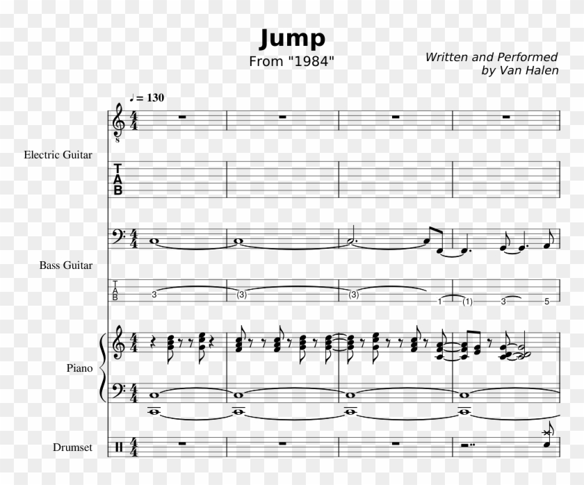 Van Halen Sheet Music For Piano, Guitar, Bass, Percussion - Intervalle Bestimmen Clipart