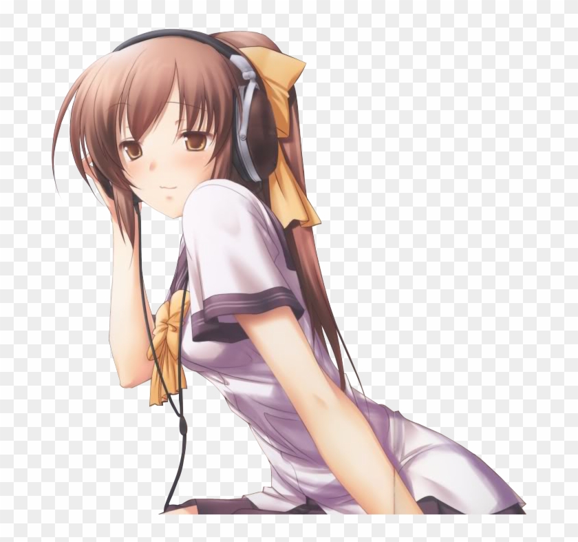 Girl In Headphones Colouring Pages - Anime Clipart