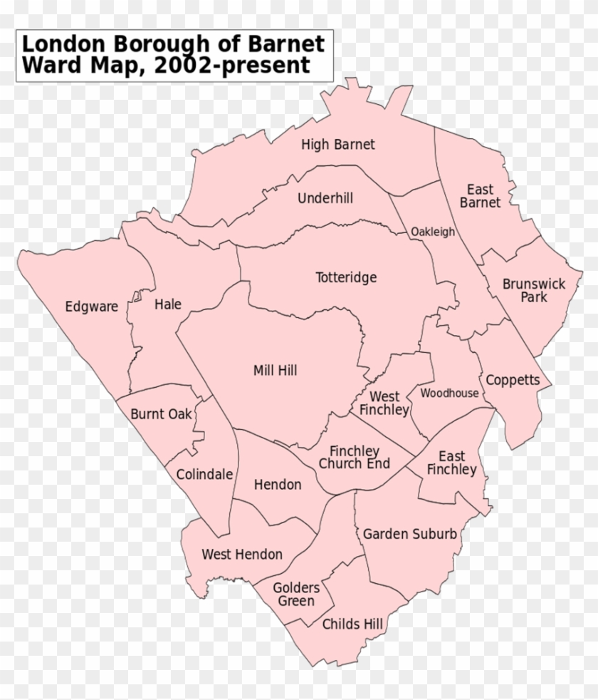 Barnet Wards Map - Map Of Borough Of Barnet Clipart #4745090