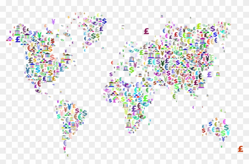 Mammon Greed Money Cash Currency Gold Yen Euro - World Map Country Shapes Clipart