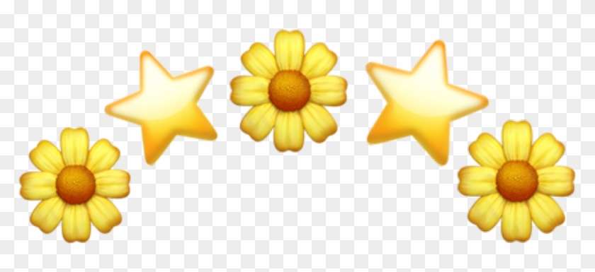 #flower #sunflower #yellow #happy #crown #star #gold - Sunflower Emoji Png Clipart #4746346