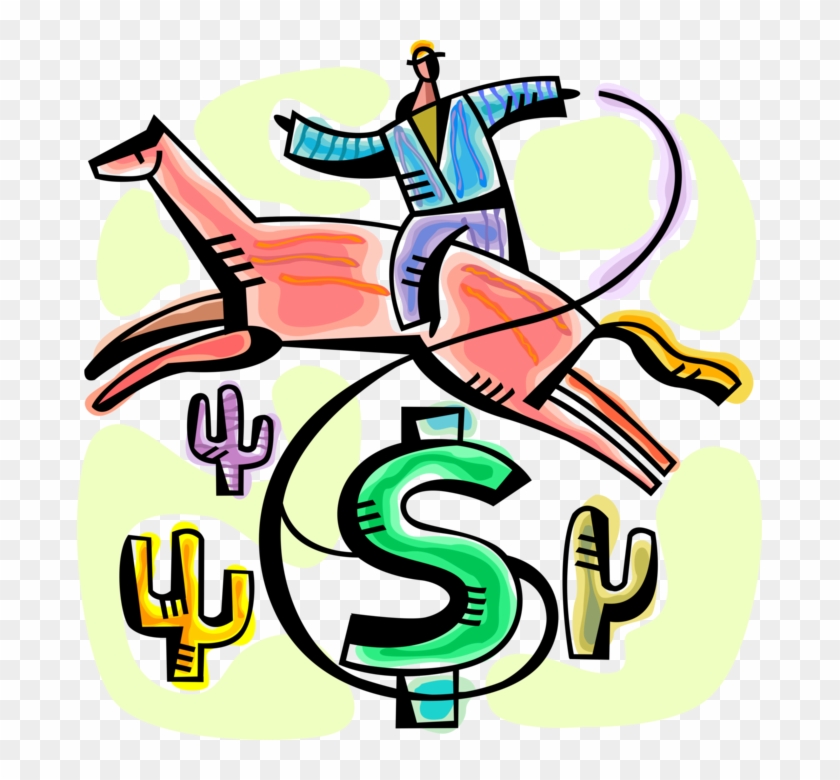 Vector Illustration Of Investment Cowboy On Horseback Clipart
