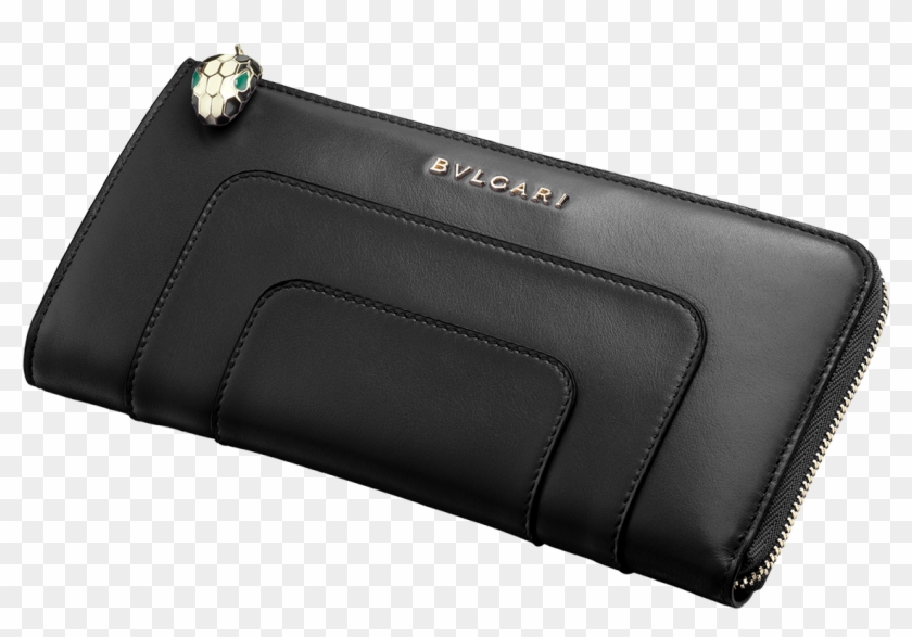 L-shaped Zipped Wallet In Black Calf Leather With Brass - Wallet Clipart #4748671
