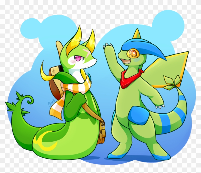 Serperior And Flygon - Cartoon Clipart