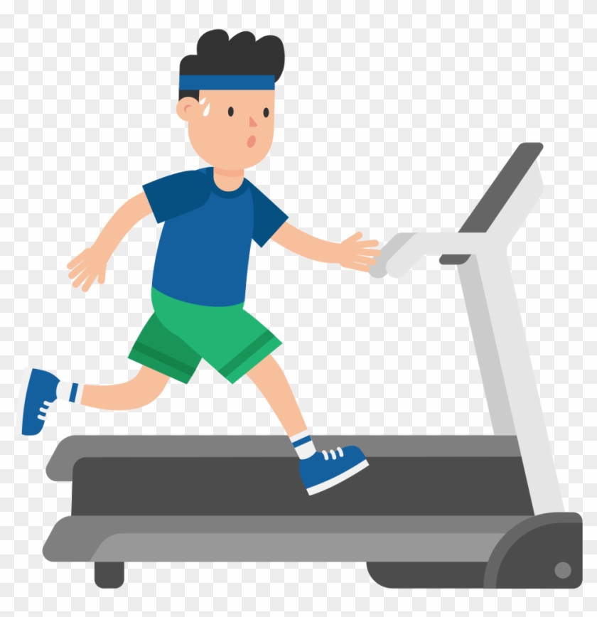 Exercise Clipart Running Machine - Person On Treadmill Cartoon - Png Download