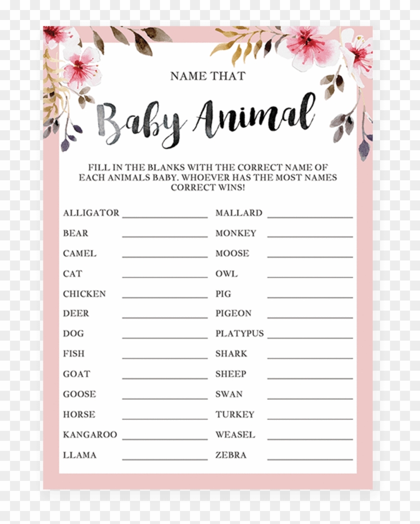 Flower Baby Names Transparent Background - Would She Rather Baby Shower Game Clipart