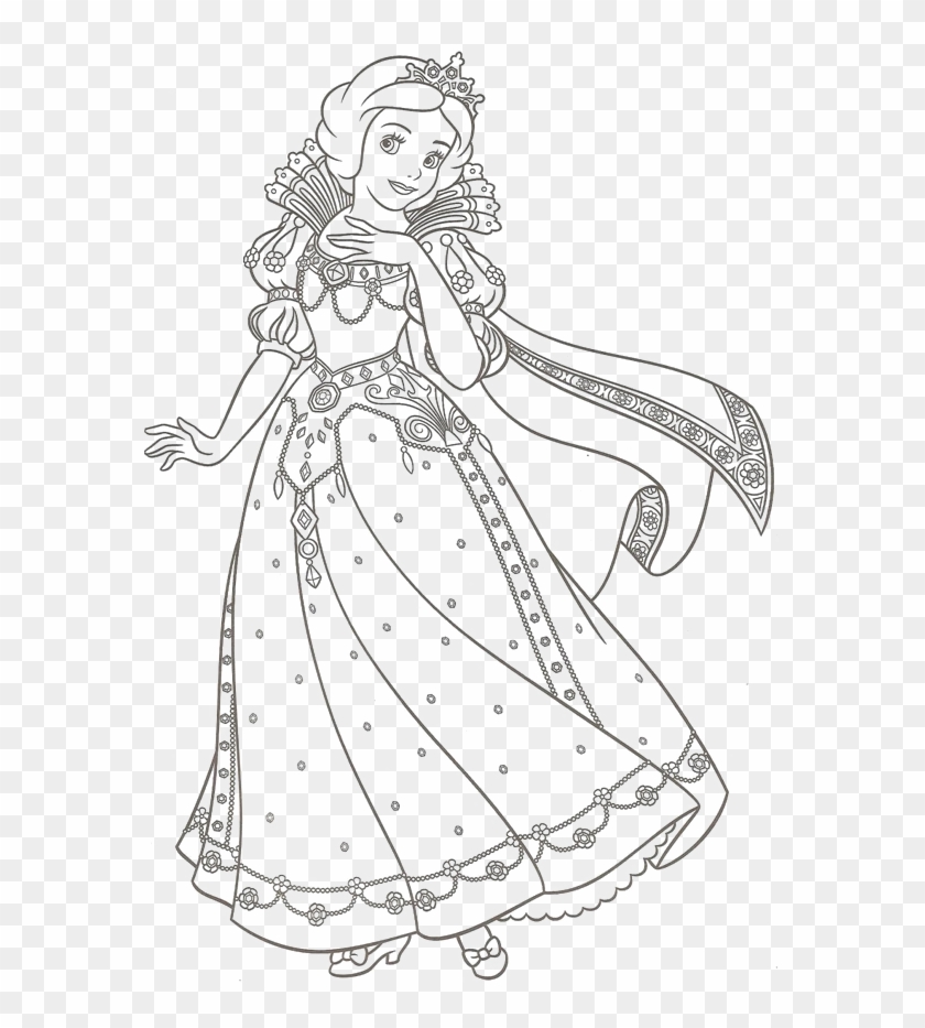 Princess Drawing Snow White - Disney Princess Cinderella Coloring Pages Clipart #4752689