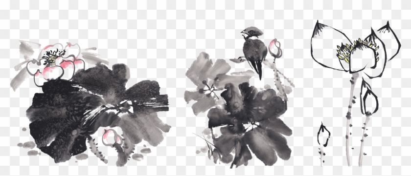 Drawing Apple Ink - 国画 水墨 荷花 Clipart