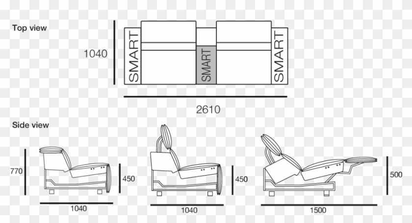 View All Configurations - Couch Side View Drawing Clipart #4754394