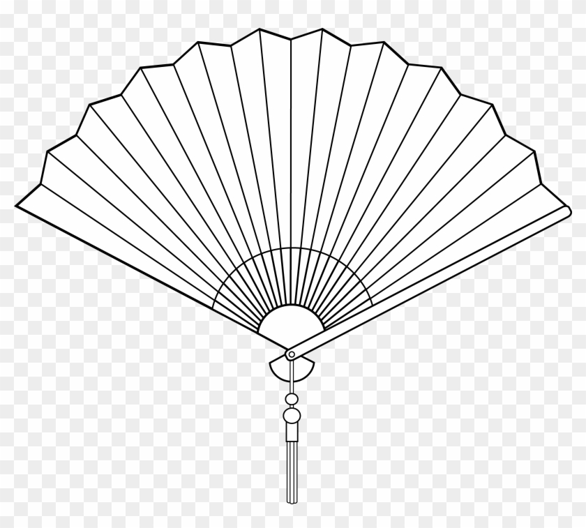 Chinese Fan Line Art - Hand Fan Clipart