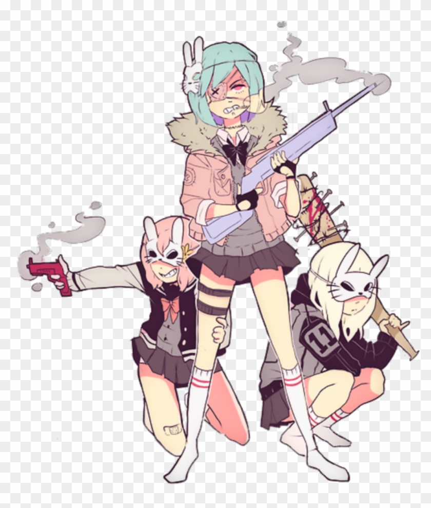 #anime #girl #gun #moeshop #vaporwave #manga #japan - Pastel Goth Gang Clipart #4756089