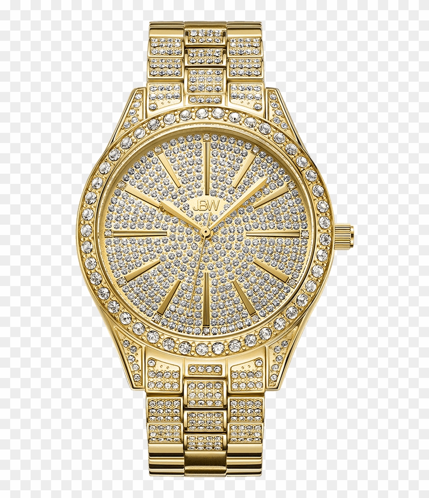 Jbw Cristal J6346a Gold Diamond Watch Front - Jbw Watches Iced Out Clipart