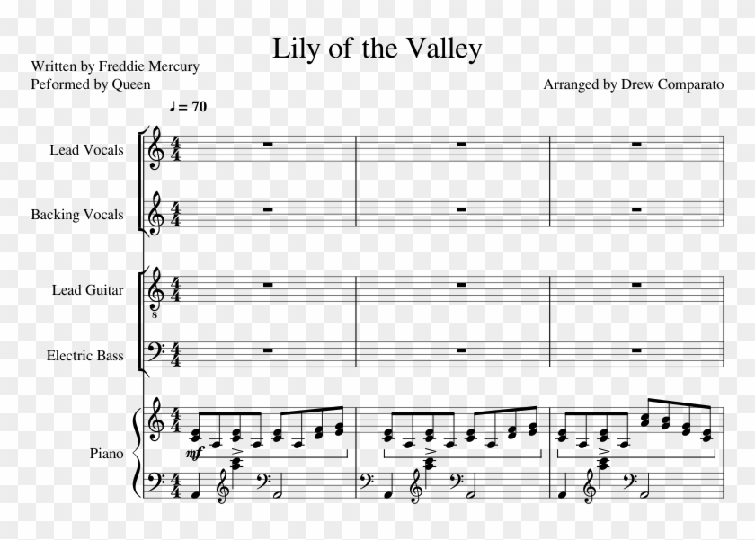 Lily Of The Valley By Queen - Sheet Music Clipart
