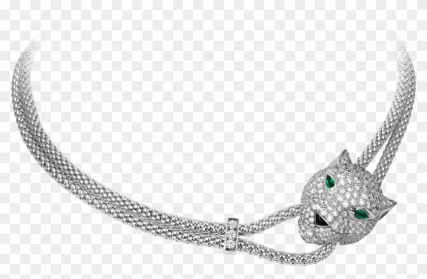 Panthère De Cartier White Gold, Emerald, Onyx And Diamond - Cartier Diamond Panther Necklace Clipart #4757654