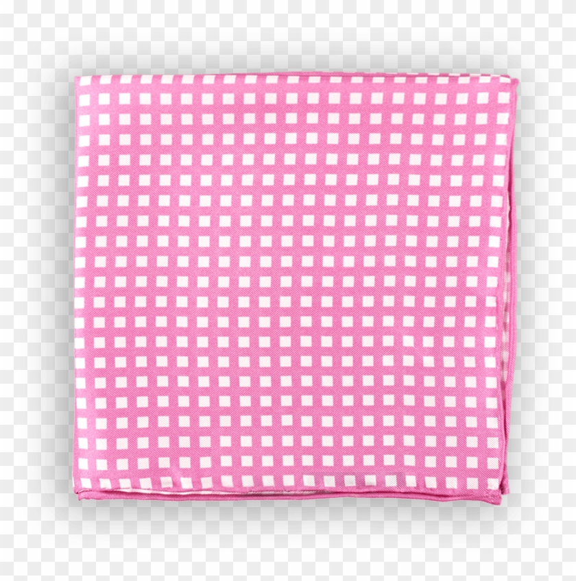 White On Pink Checkered Pocket Square - Polka Dot Clipart #4757899