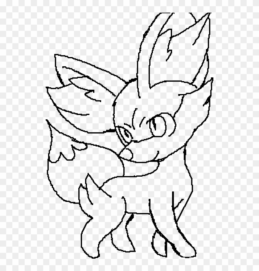 Main Image Fennekin Base By Draglitch - Line Art Clipart